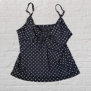 y2k black and white polkadot underwire tank top with bathing suit fabric